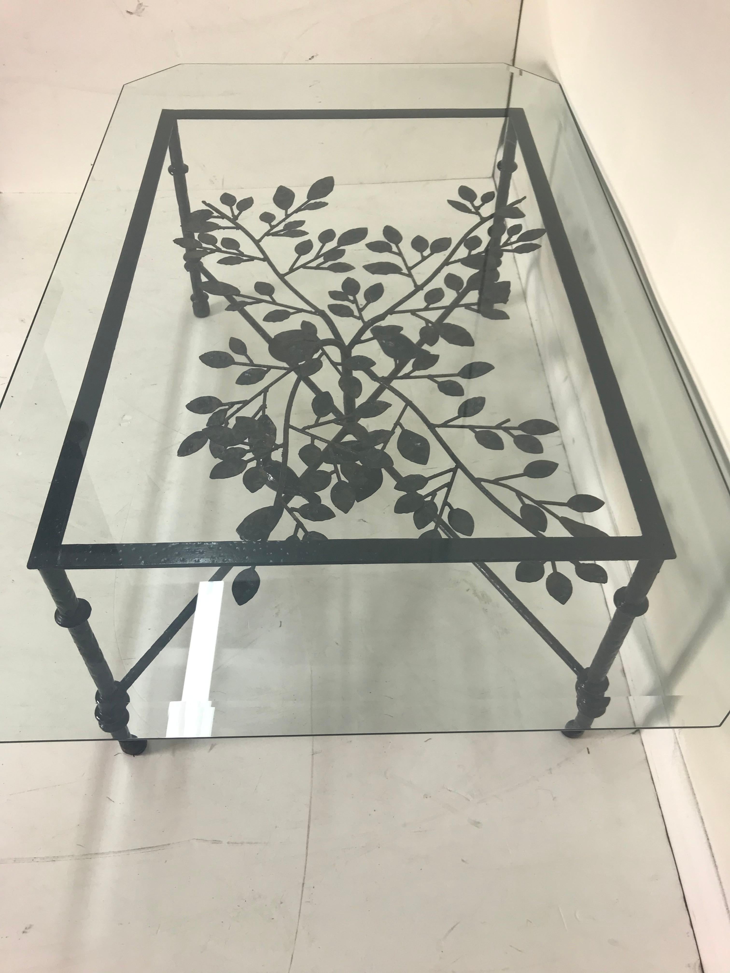Beautiful Rectangular Glass Vintage Top Iron Bird Table 1