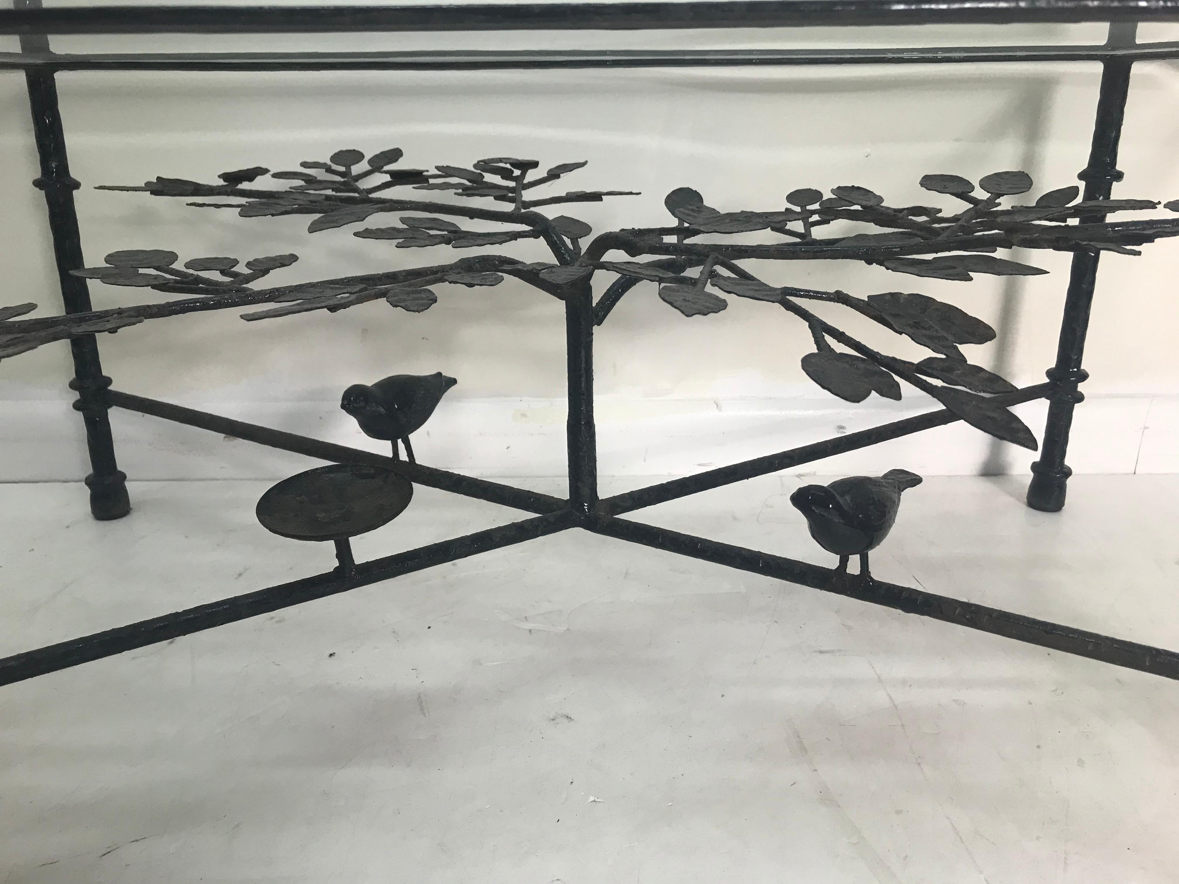Beautiful Rectangular Glass Vintage Top Iron Bird Table 4