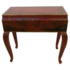 Beautiful Red Black and Gold Chinoiserie Style End Table