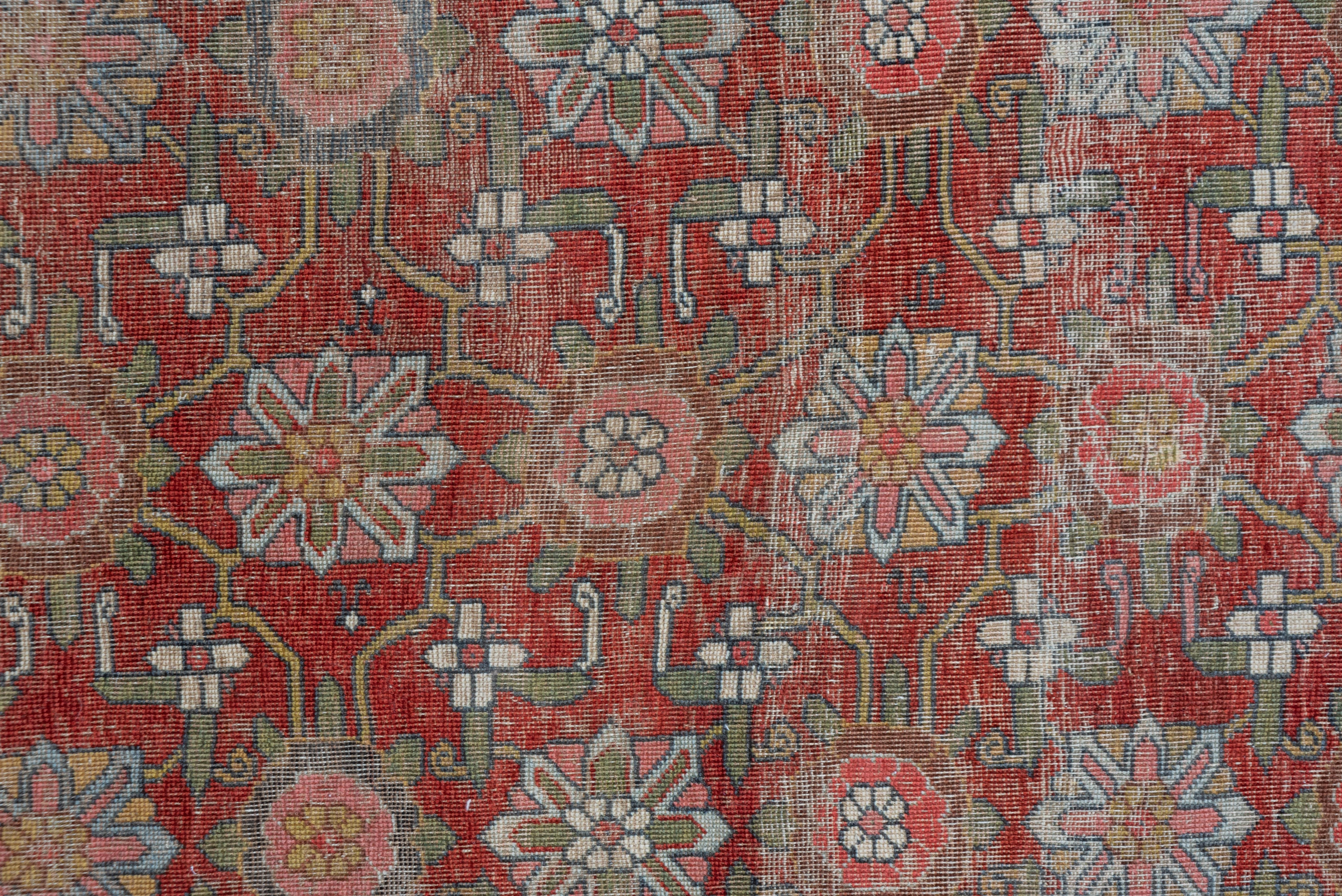 Hand-Knotted Beautiful Red Persian Bidjar Runner, Red Field, Lightly Worn, circa 1900s For Sale
