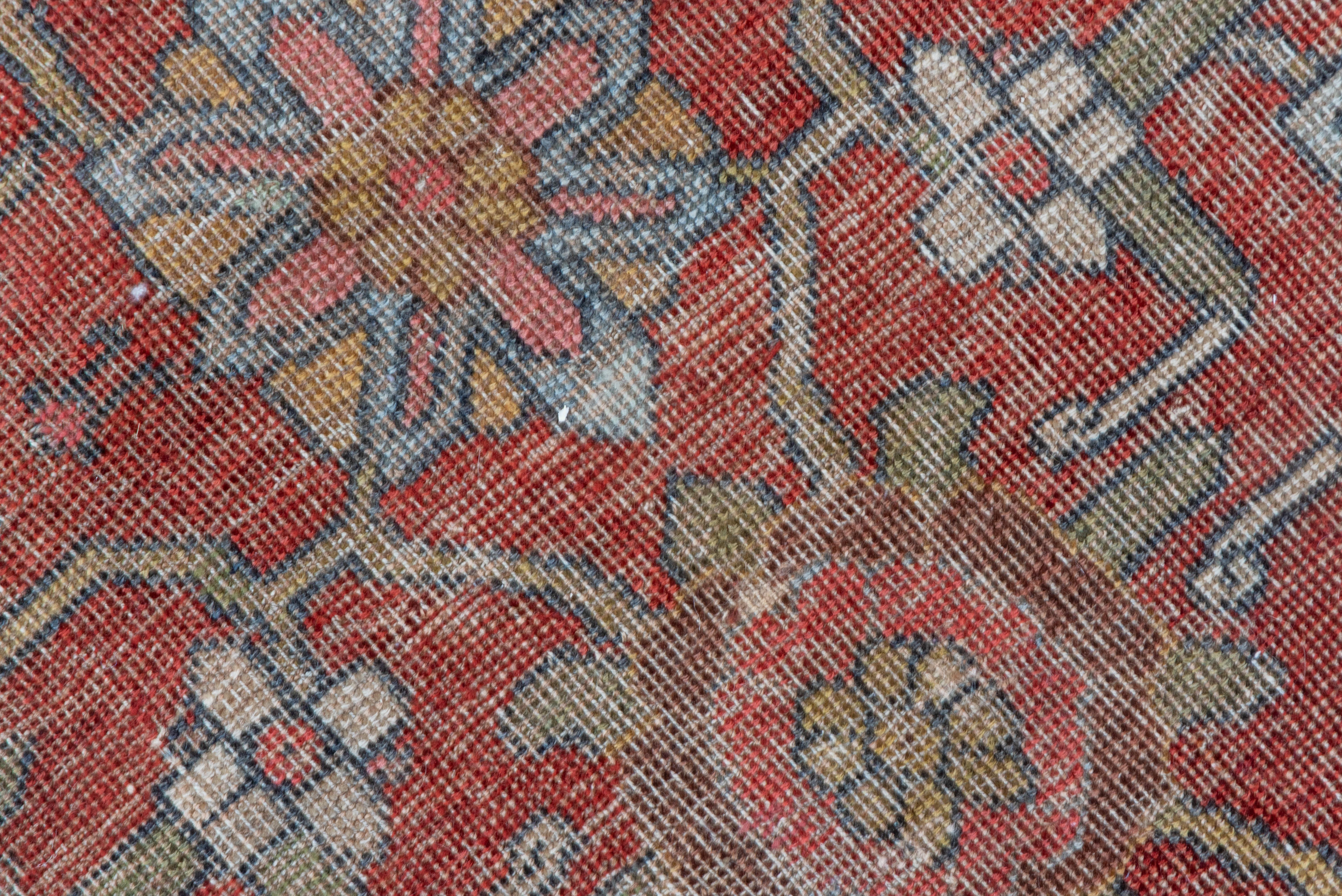 Beautiful Red Persian Bidjar Runner, Red Field, Lightly Worn, circa 1900s In Good Condition For Sale In New York, NY
