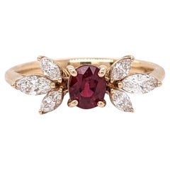 Beautiful Red Ruby Ring w Earth Mined Diamonds in Solid 14K Yellow Gold Oval 5x4