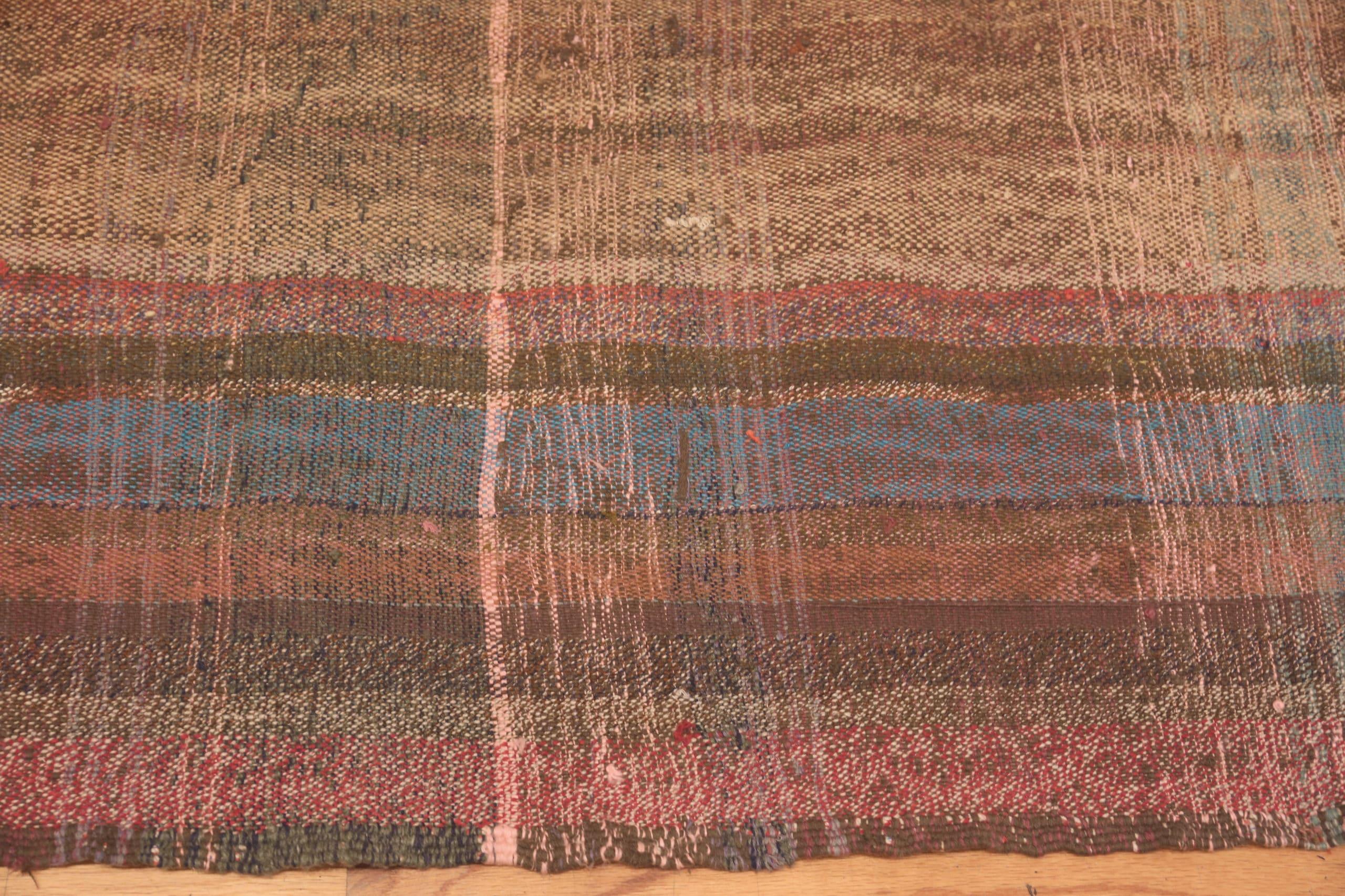 Tissé à la main Magnifique tapis de couloir Kilim persan vintage rouille rouge 4'4