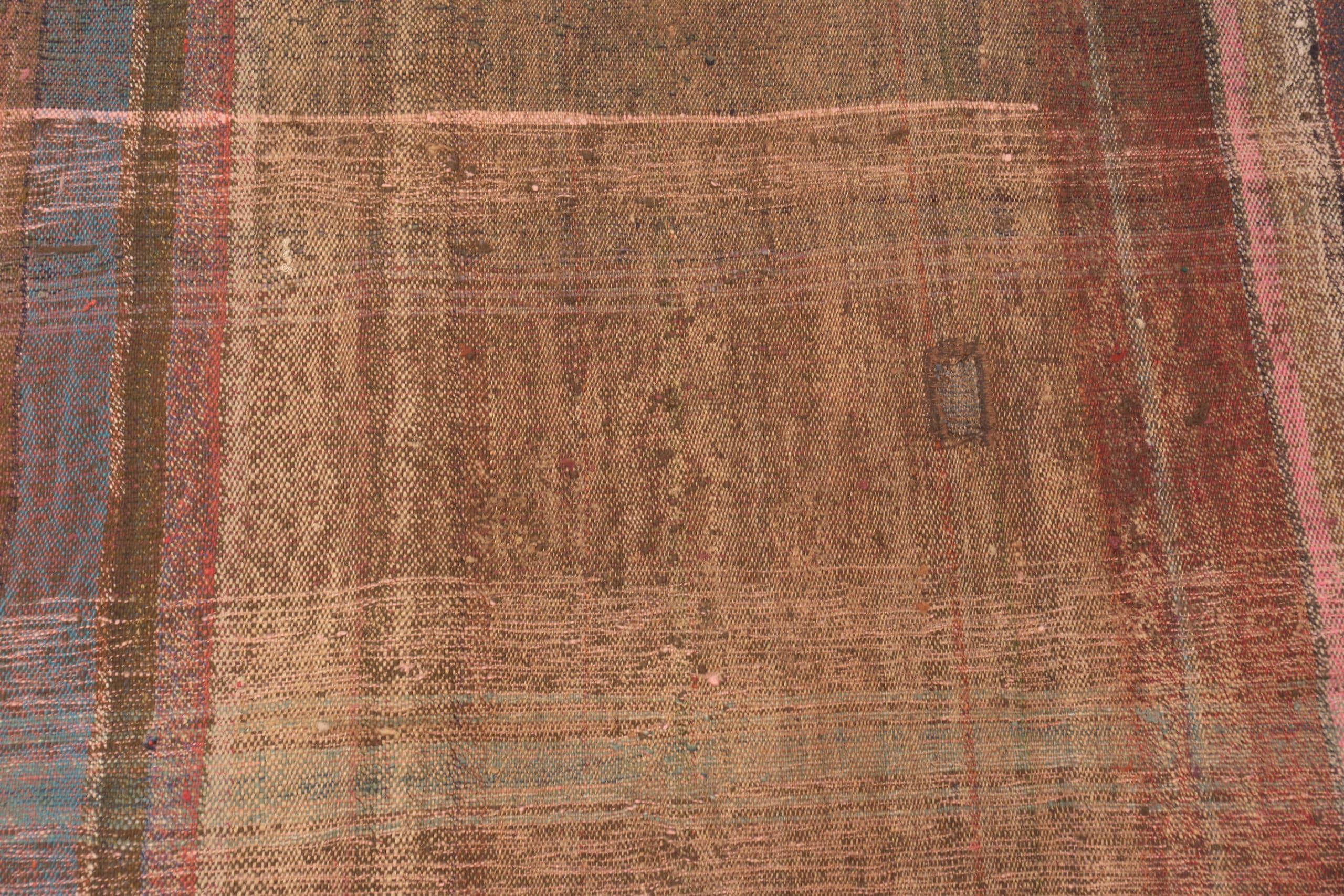 Magnifique tapis de couloir Kilim persan vintage rouille rouge 4'4