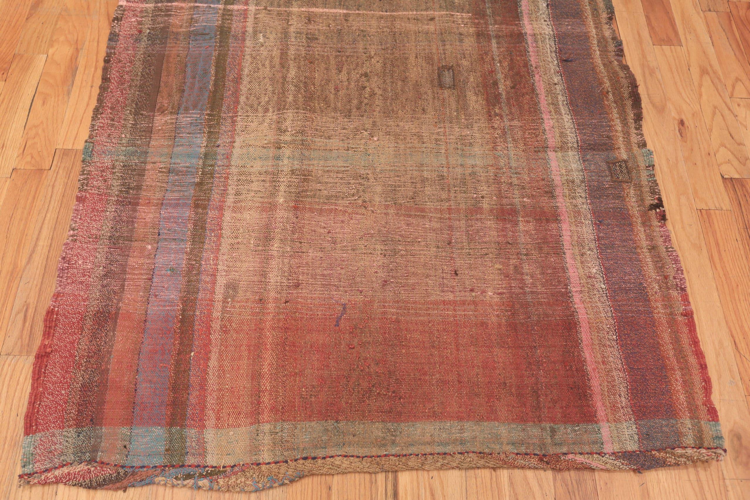 Wool Beautiful Red Rust Vintage Persian Kilim Runner Rug 4'4