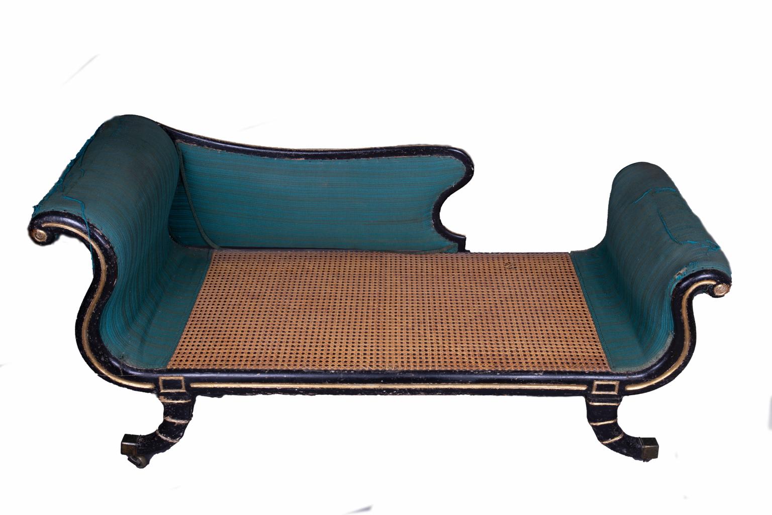 Wood Chaise Longue/Daybed - Regency Period - Bergère  For Sale