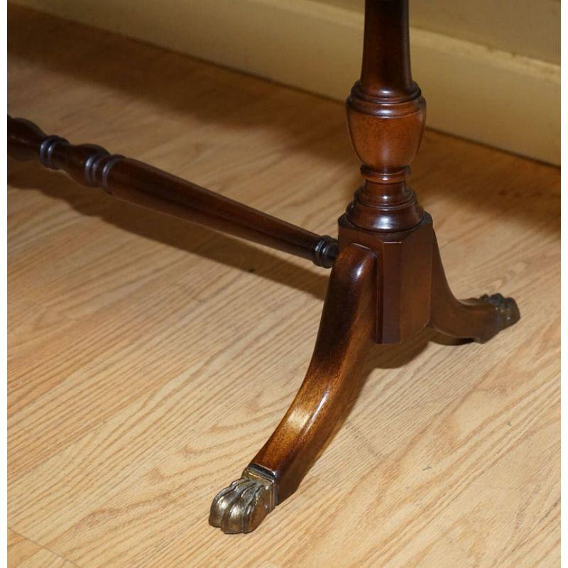 Beautiful Regency Style Coffee Table Drop Leaf Paw Brass Feet In Good Condition For Sale In Pulborough, GB