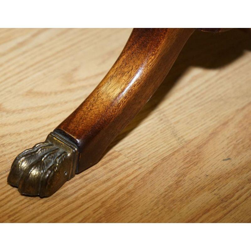 20th Century Beautiful Regency Style Coffee Table Drop Leaf Paw Brass Feet For Sale