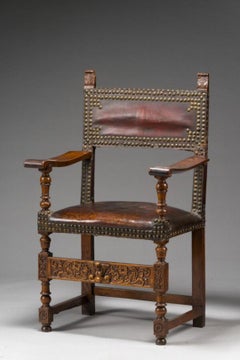 Beautiful Renaissance Carved Walnut Armchair