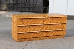 Beautiful Restored Bamboo and Cane Parquetry Chest, circa 1975