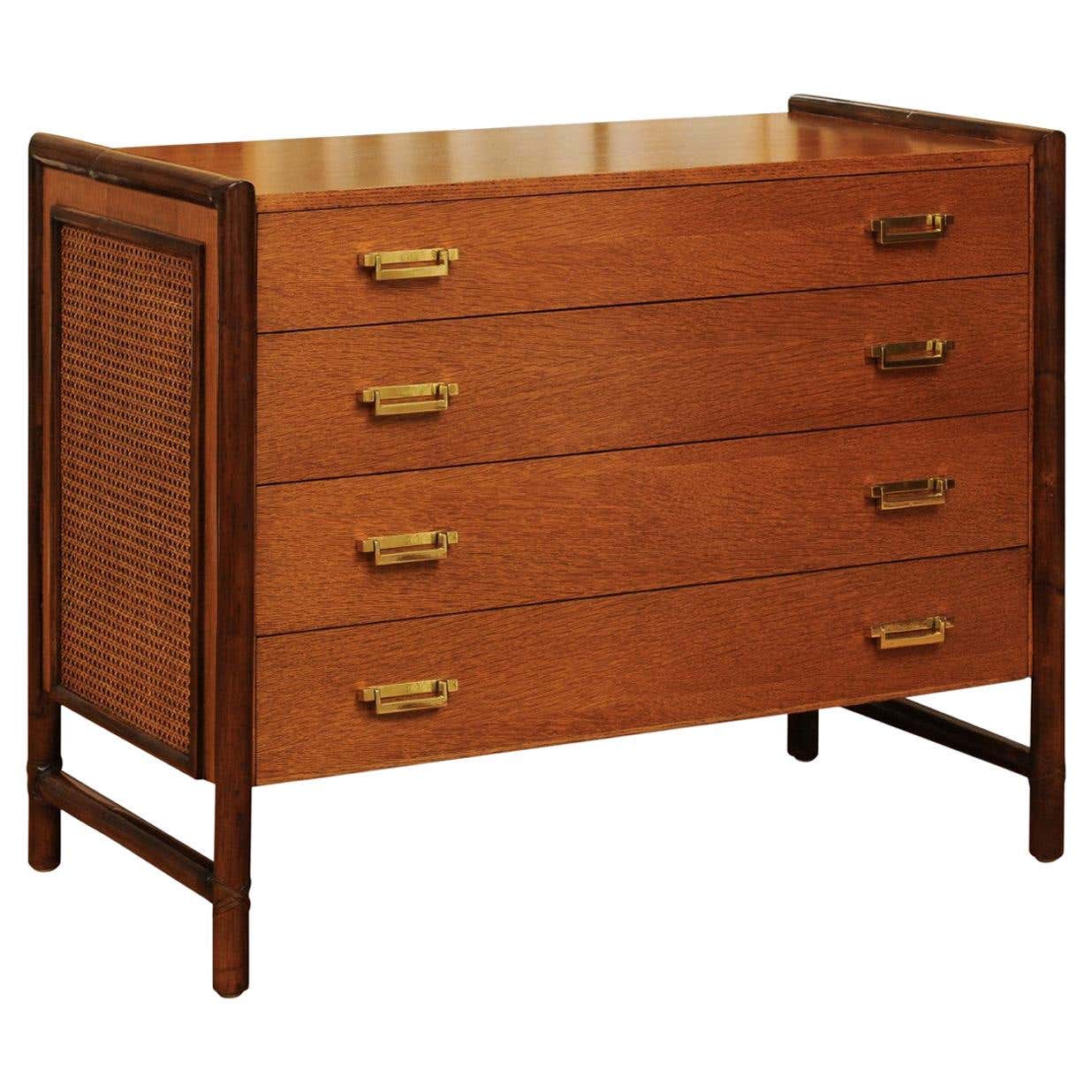 Beautiful Oak, Rattan and Cane Commode by McGuire, circa 1970- Pair ...