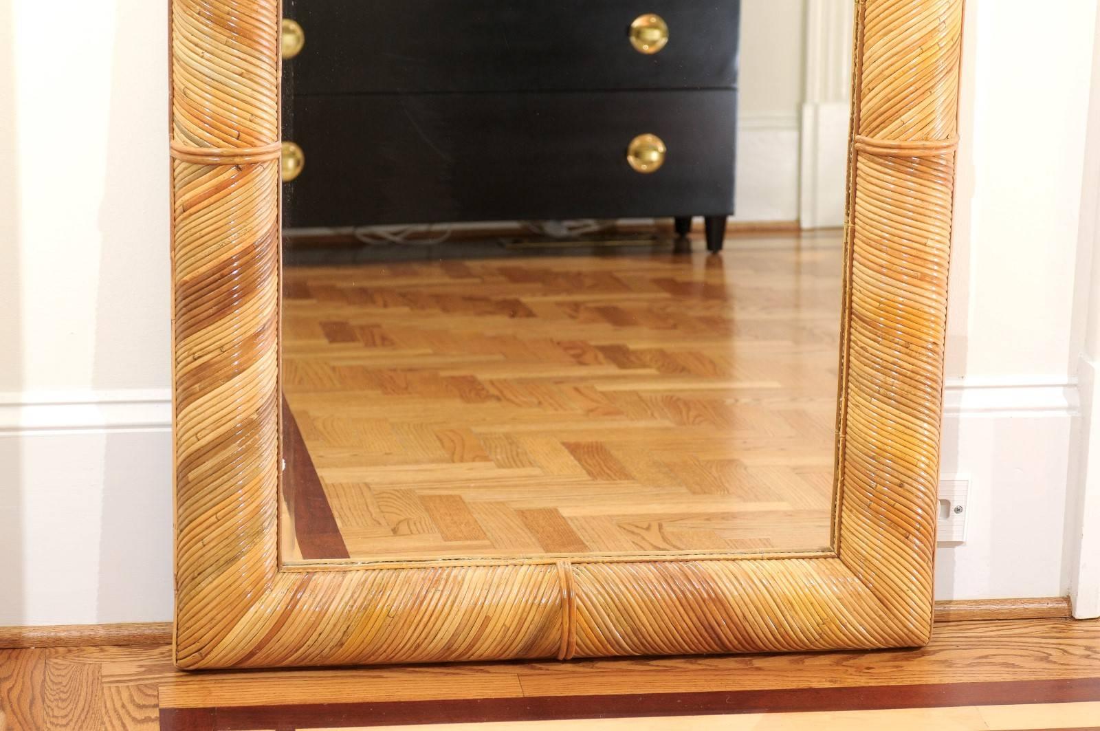 Beautiful Restored Pair Mirrors in Bamboo, circa 1980 For Sale 1