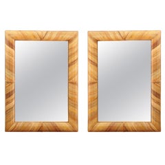 Vintage Beautiful Restored Pair Mirrors in Bamboo, circa 1980