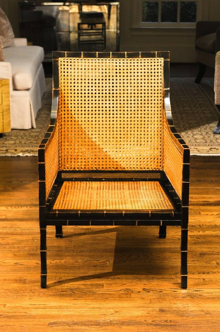 Beautiful Restored Pair Of Large Scale Double Sided Cane Club Chairs For Sale At 1stdibs