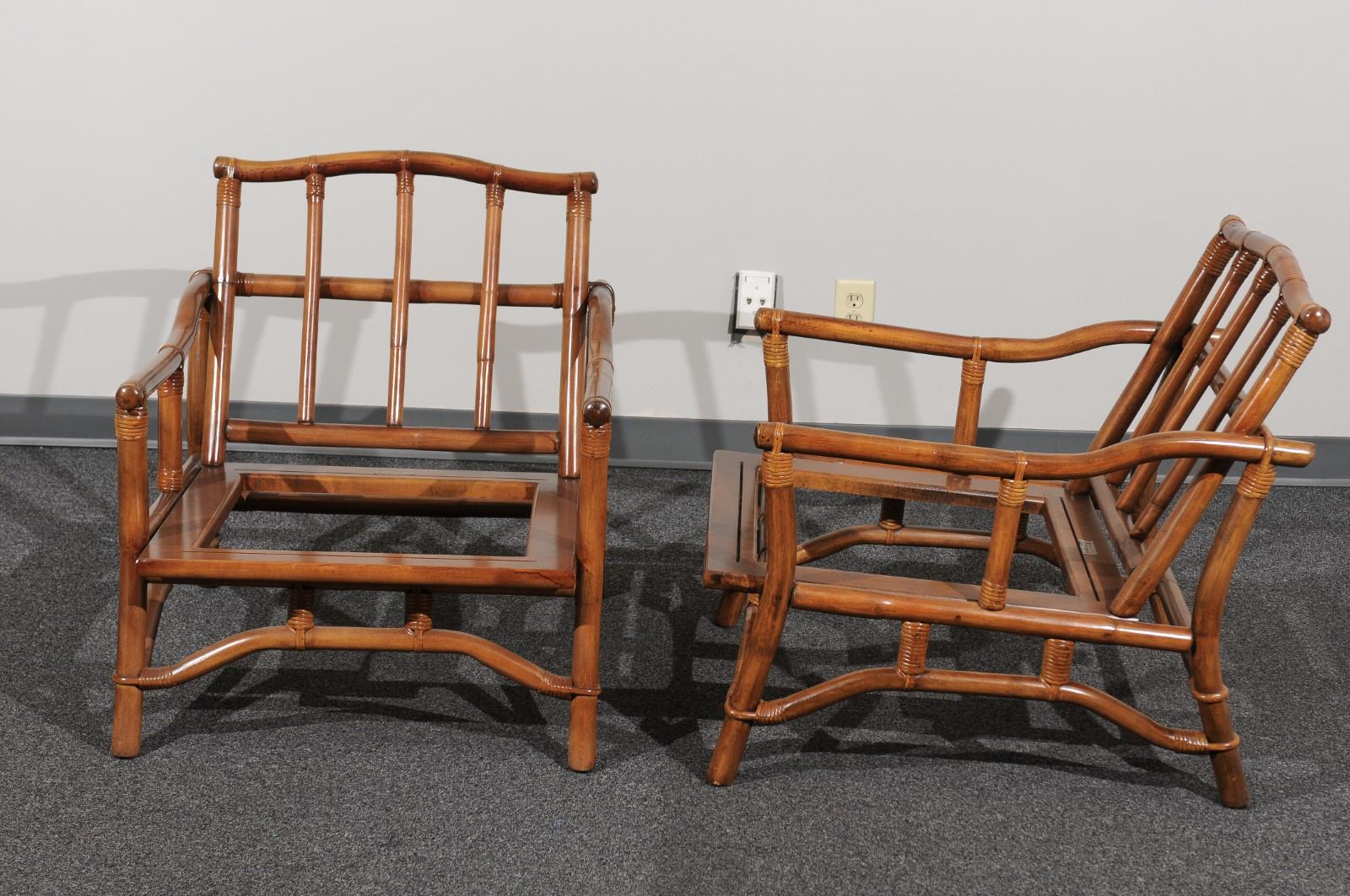 Beautiful Restored Pair of Pagoda Style Loungers by Ficks Reed, circa 1970 For Sale 4