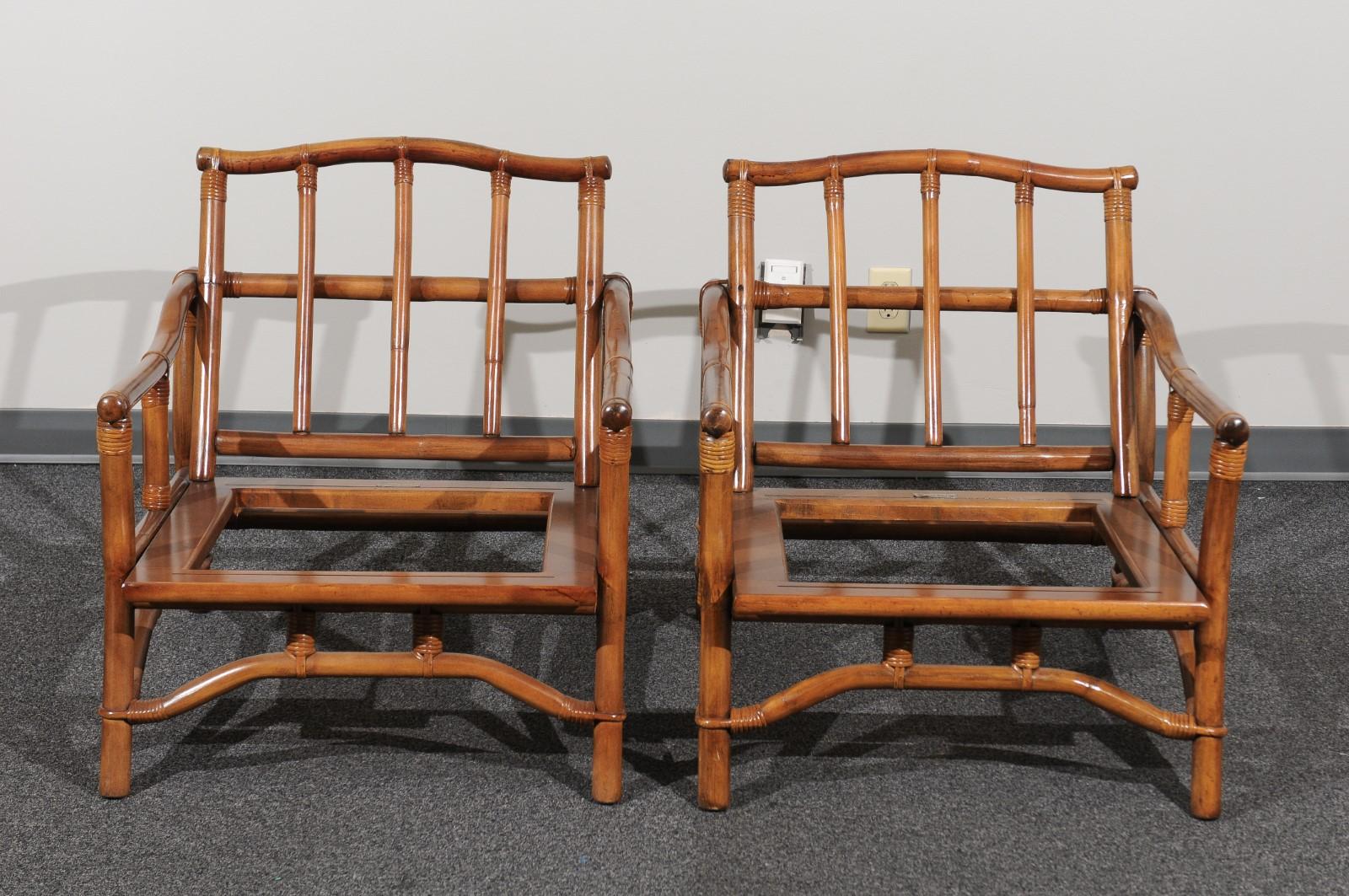 Beautiful Restored Pair of Pagoda Style Loungers by Ficks Reed, circa 1970 For Sale 5