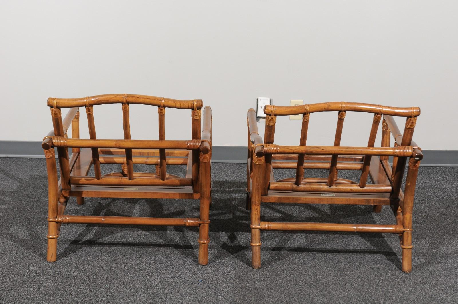 Beautiful Restored Pair of Pagoda Style Loungers by Ficks Reed, circa 1970 For Sale 1