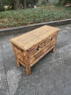 Beautiful Restored Vintage Bamboo and Brass Commode or Sideboard, c 1980