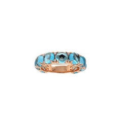Beautiful Ring in 18K Rose Gold and Aquamarines