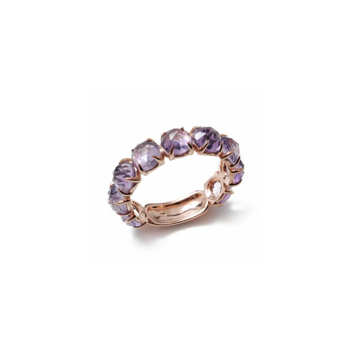 Contemporary Beautiful Ring in 18K Rose Gold and Aquamarines For Sale