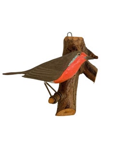 Beautiful Robin Viechtauer Hand Carved Wood Bird, Black Forest Folk Art, Austria