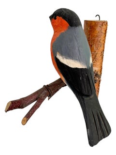 Beautiful Robin Viechtauer Hand Carved Wood Bird, Black Forest Folk Art, Austria