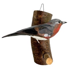 Beautiful Robin Viechtauer Hand Carved Wood Bird, Black Forest Folk Art, Austria