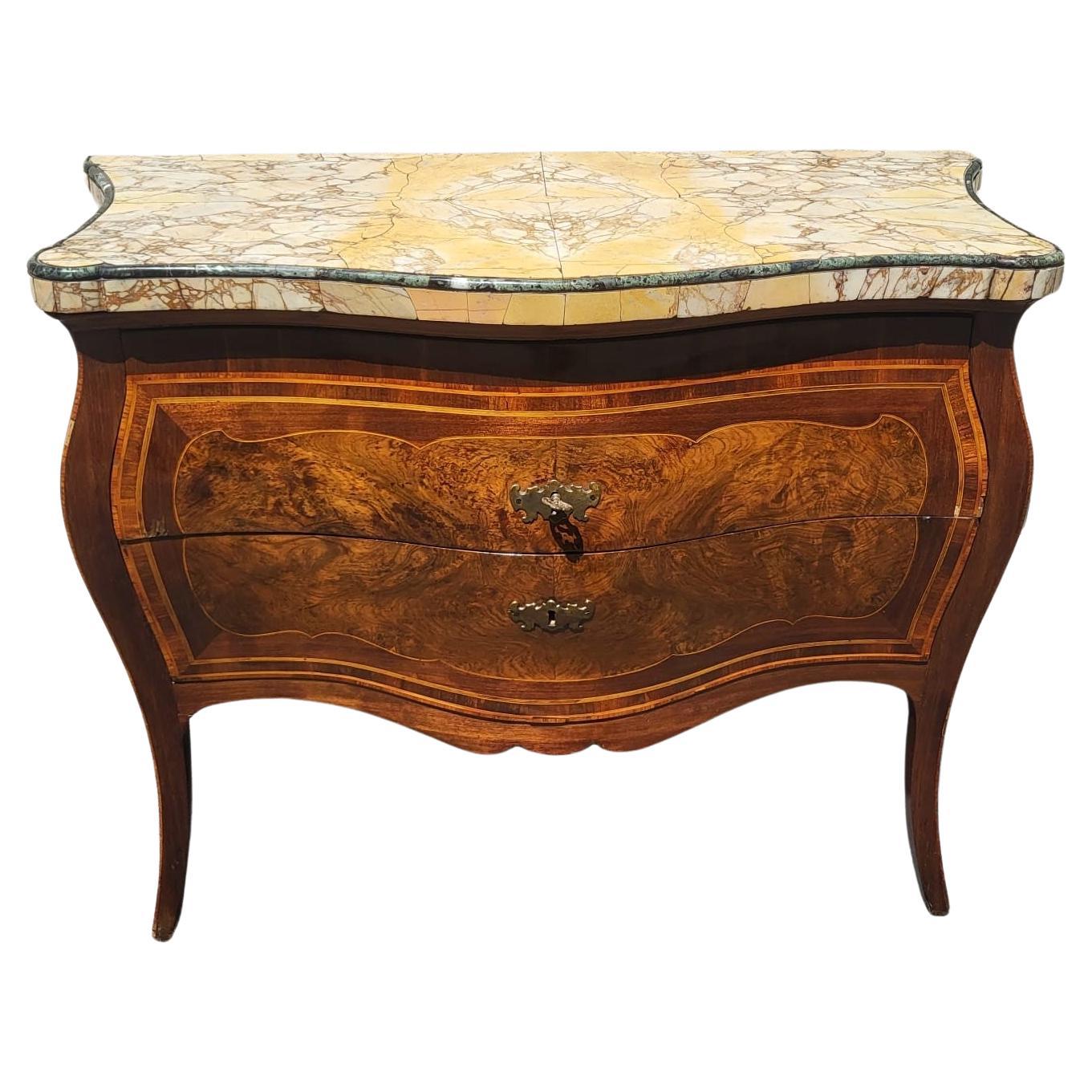 Beautiful Roman Marquetry Commode, 18th Century Period For Sale