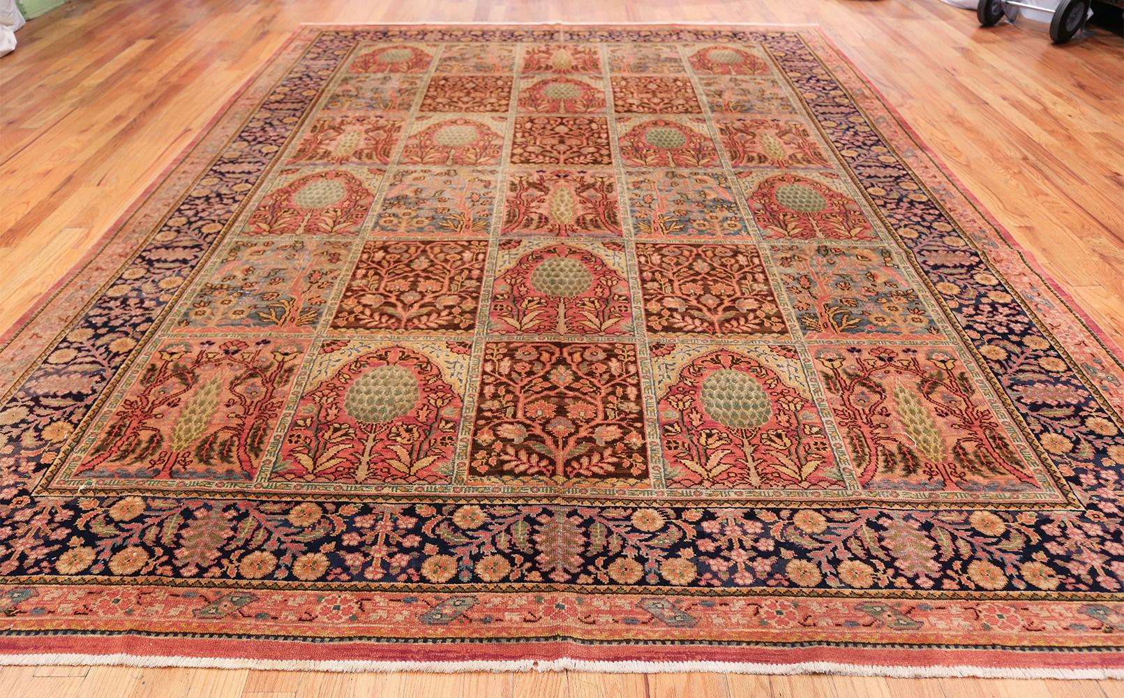 Beautiful Room Size Antique Israeli Bezalel Rug, Country Of Origin / Rug Type: Israeli Rugs, Circa Date: 1920. Size: 9 ft x 12 ft 6 in (2.74 m x 3.81 m)

Elegant flowing shapes define the majority of the landscape present on this stunning antique
