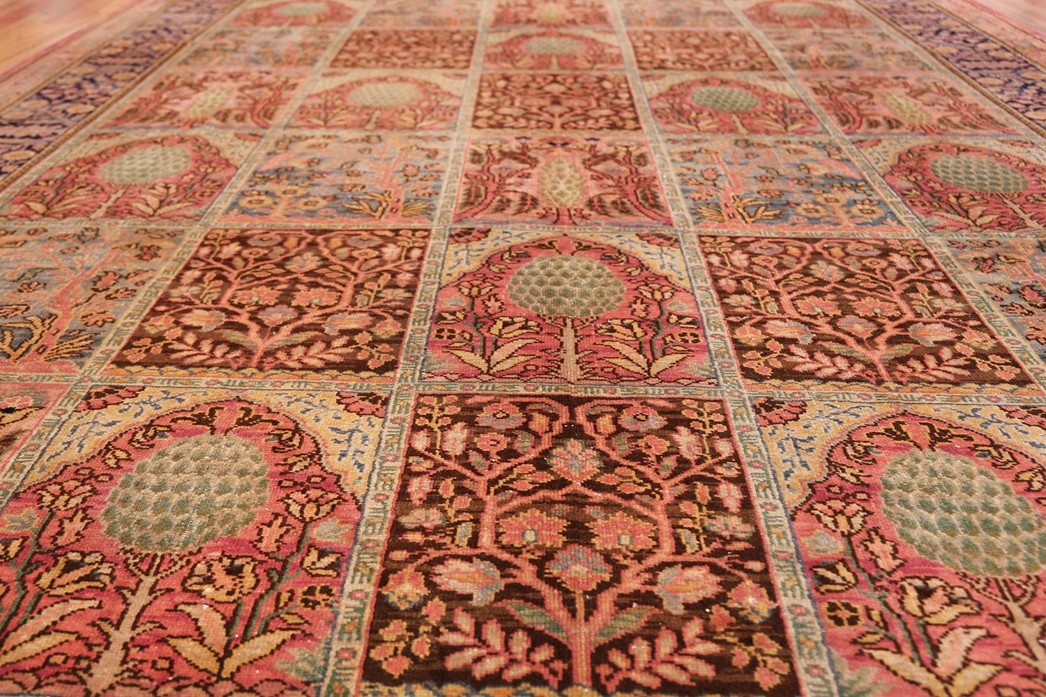 20th Century Beautiful Room Size Garden Design Antique Israeli Bezalel Rug. Size: 9' x 12' 6