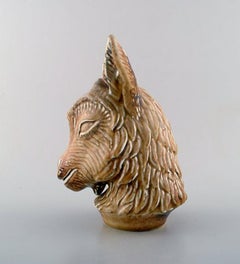 Beautiful Rörstrand Stoneware Figure by Gunnar Nylund, Young Goat Head, 1950s