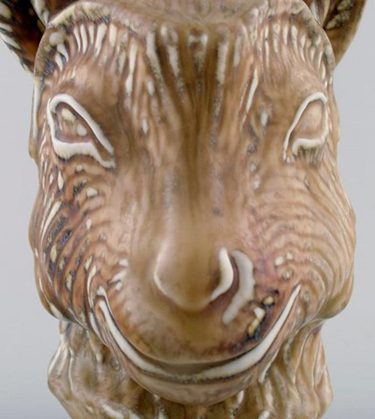 Swedish Beautiful Rörstrand Stoneware Figure by Gunnar Nylund, Young Goat Head, 1950s