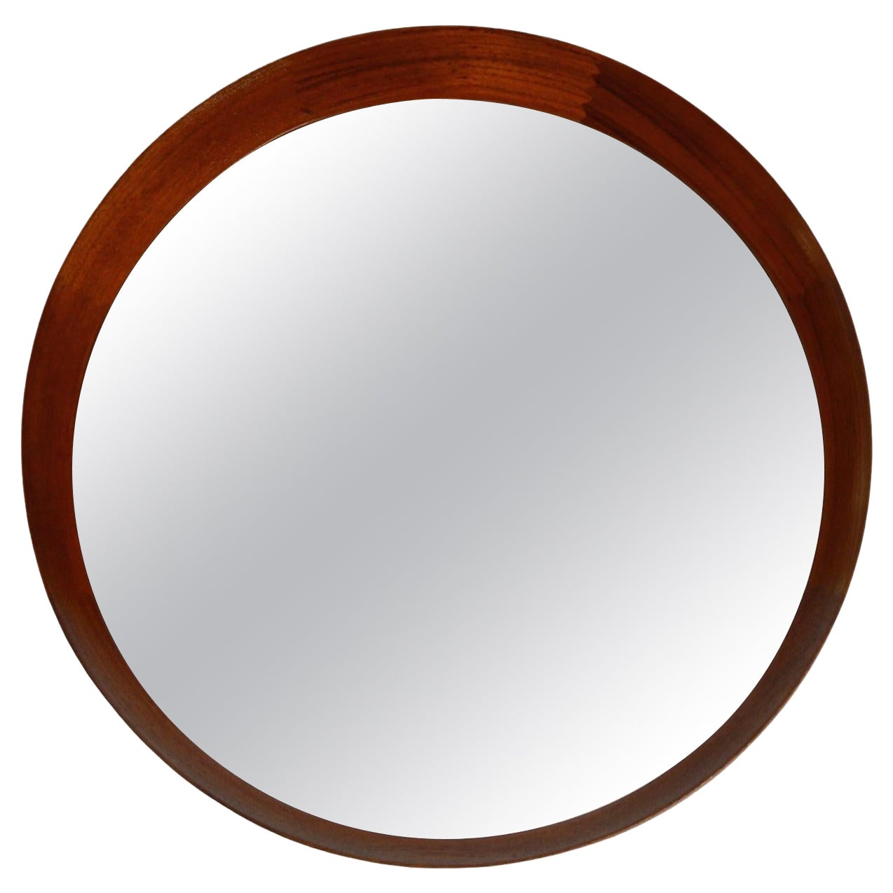 Bellissimo specchio da parete rotondo in teak degli anni '60 di TH. POSS 'EFTF Copenaghen Danimarca
