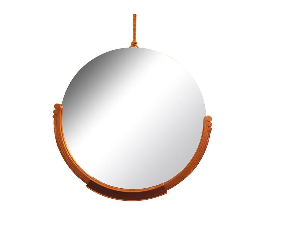 Europeo Beautiful round Art Deco mirror in vendita