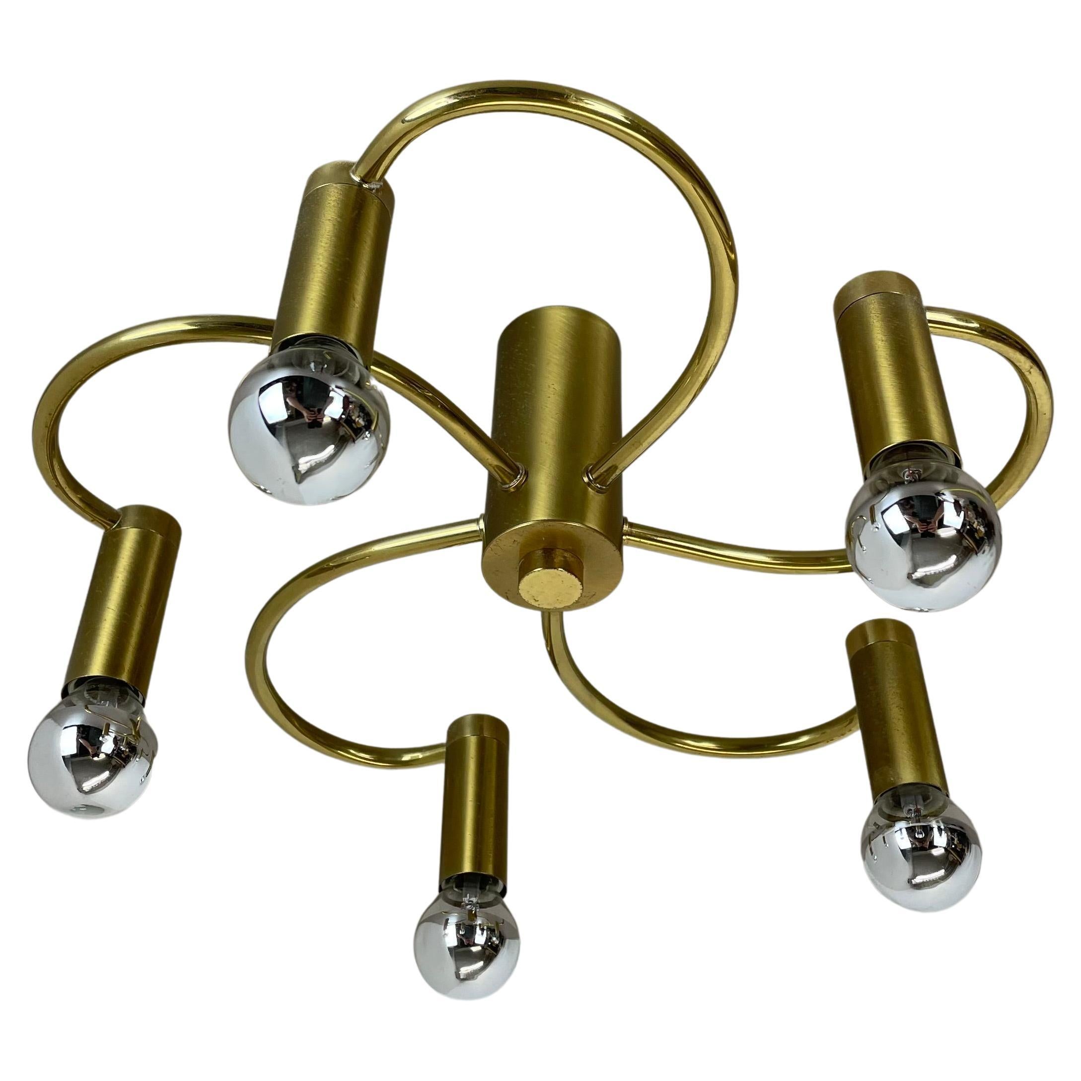 beautiful Round Brass Sciolari COSACK Style Ceiling Light, Germany, 1980s For Sale