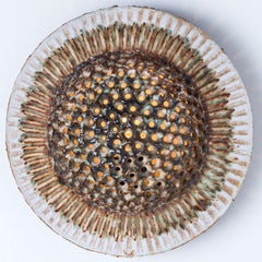 Beautiful Round Ceramic Wall Light Holes in the style of Axella, Denmark 1970
