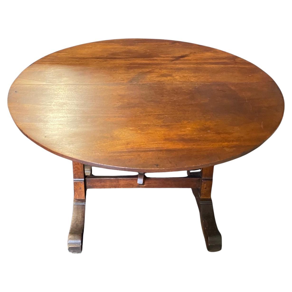 Beautiful Round Cherry French Vigneron Tilt Top Wine Tasting Table