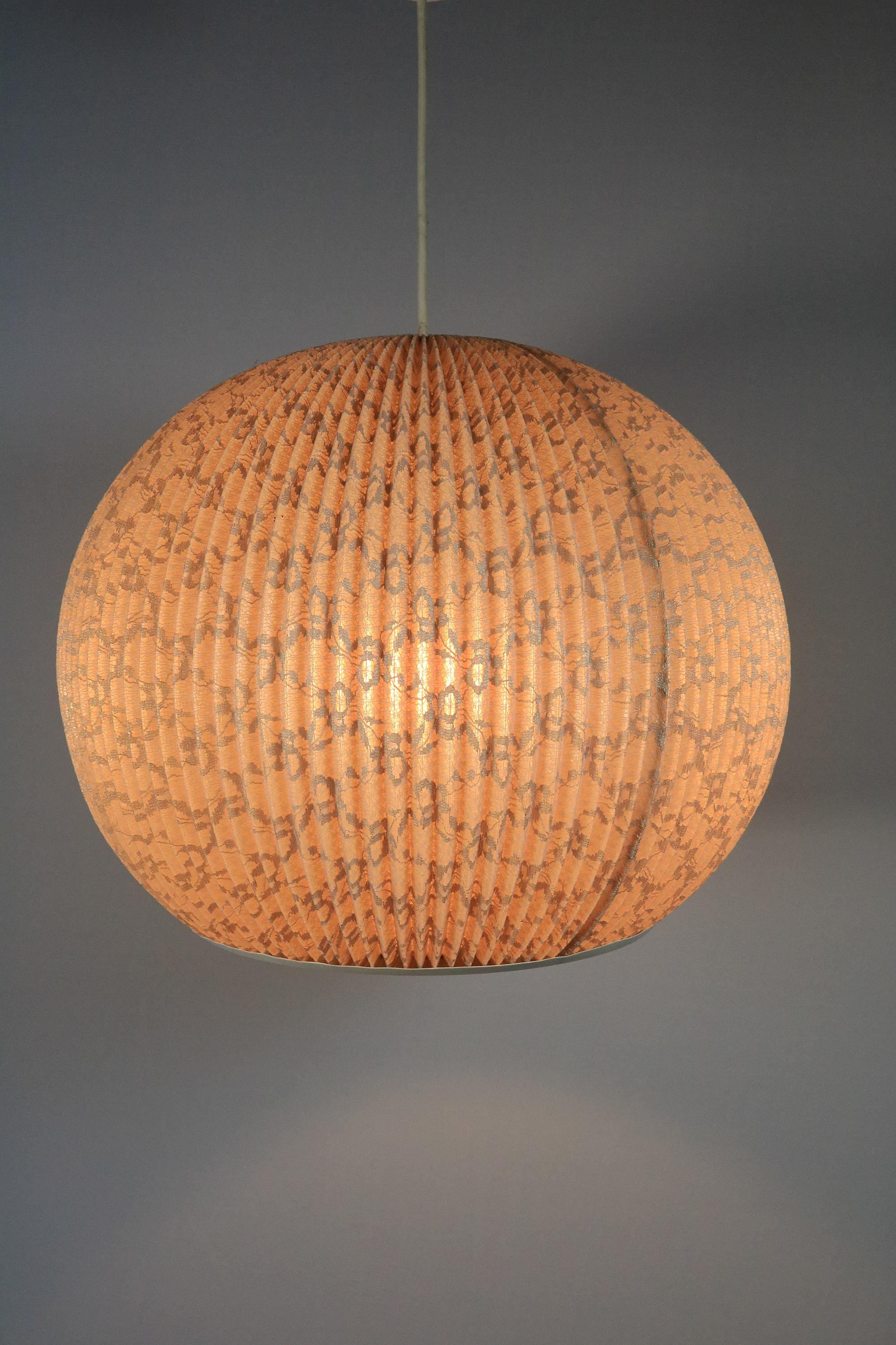 Beautiful Round Hanging Lamp, pleated Lampshade, 1960s, Germany For Sale 5