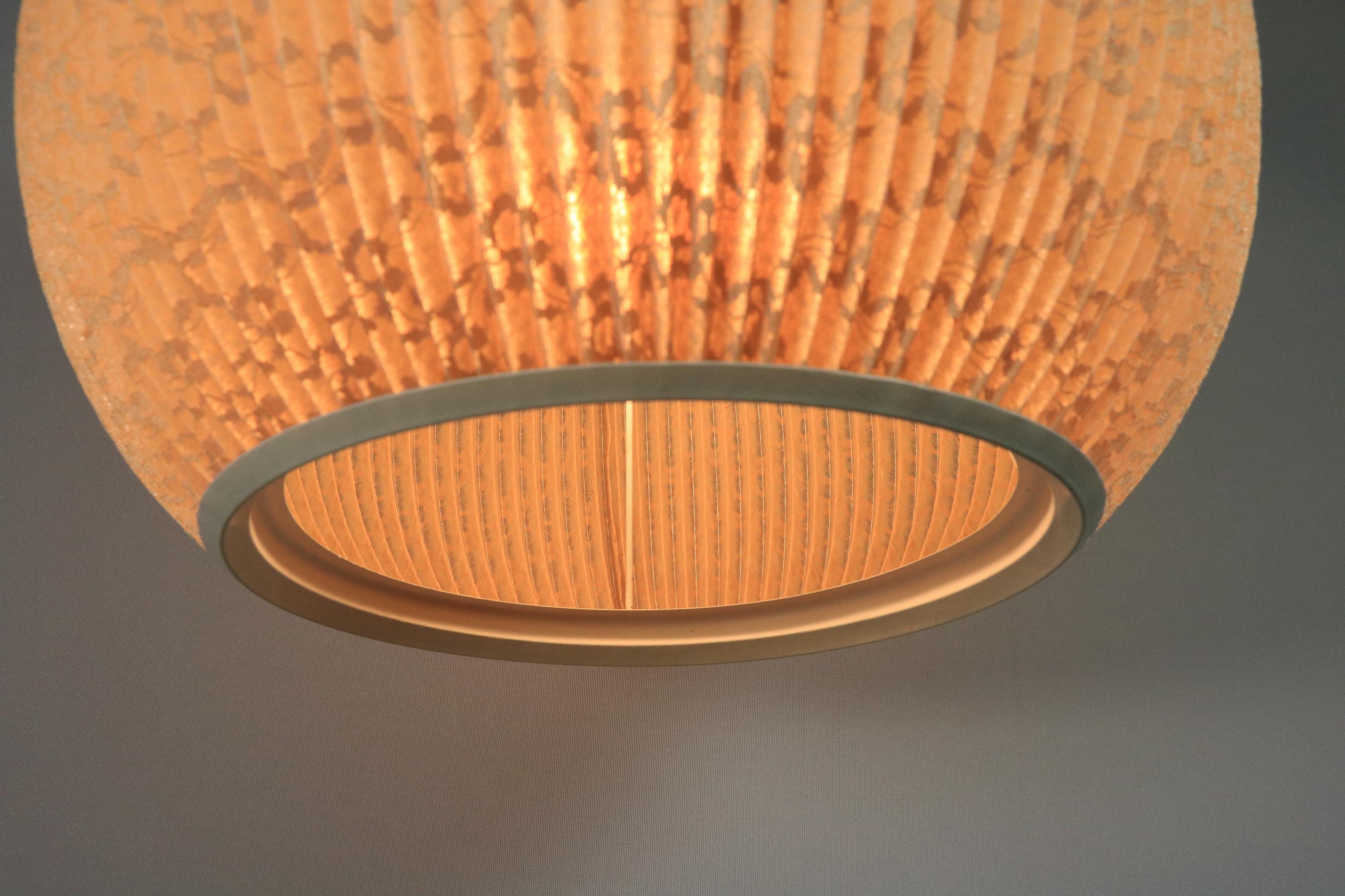 Beautiful Round Hanging Lamp, pleated Lampshade, 1960s, Germany For Sale 3
