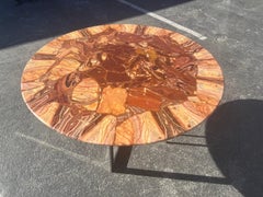Beautiful Round Mid Century Modern Onyx Table, Aluminum Base, 1970s