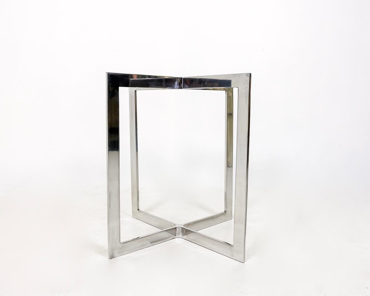 Schöner runder moderner Onyxtisch aus der Mitte des Jahrhunderts, Aluminiumfuß, 1970er Jahre (Ende des 20. Jahrhunderts) im Angebot