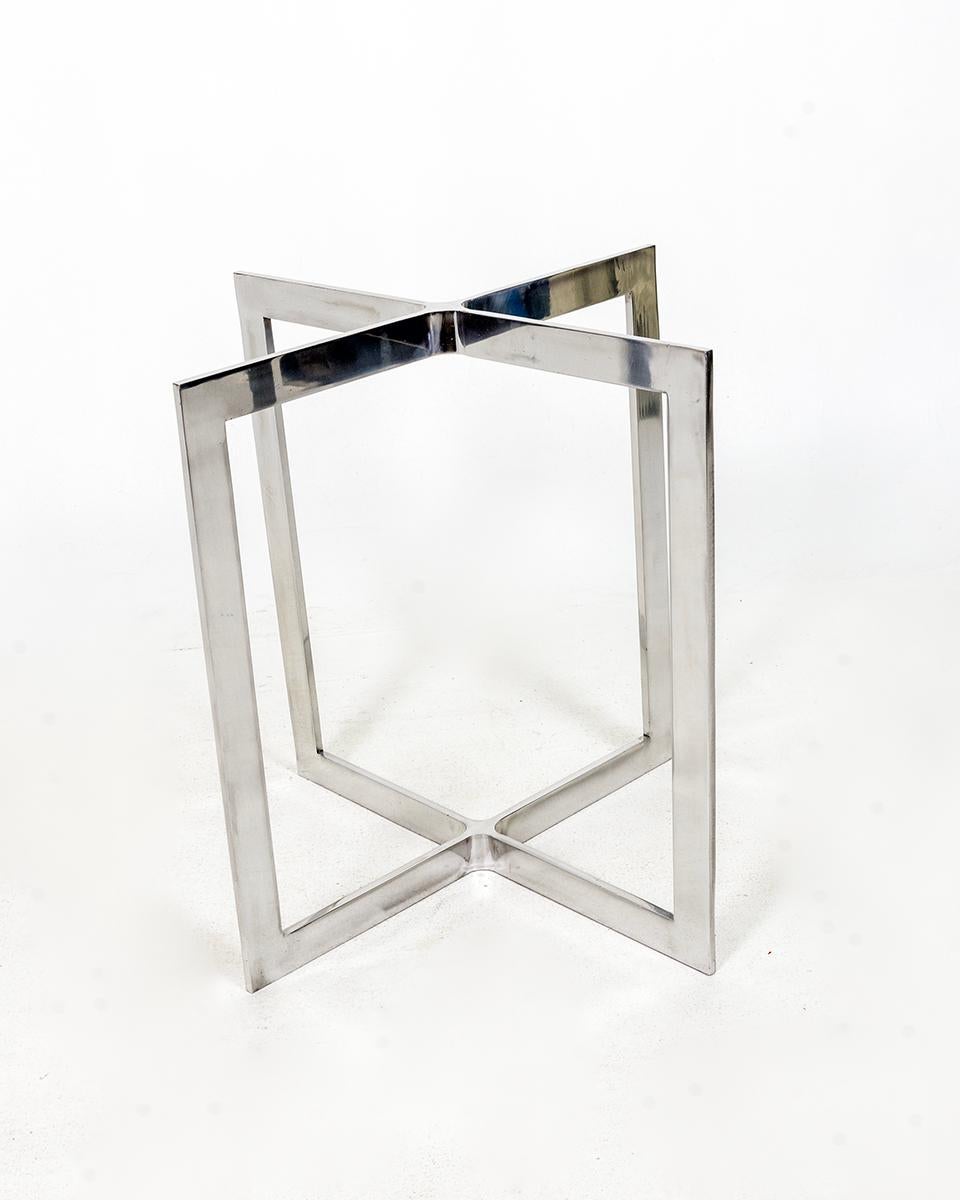 Schöner runder moderner Onyxtisch aus der Mitte des Jahrhunderts, Aluminiumfuß, 1970er Jahre im Angebot 1