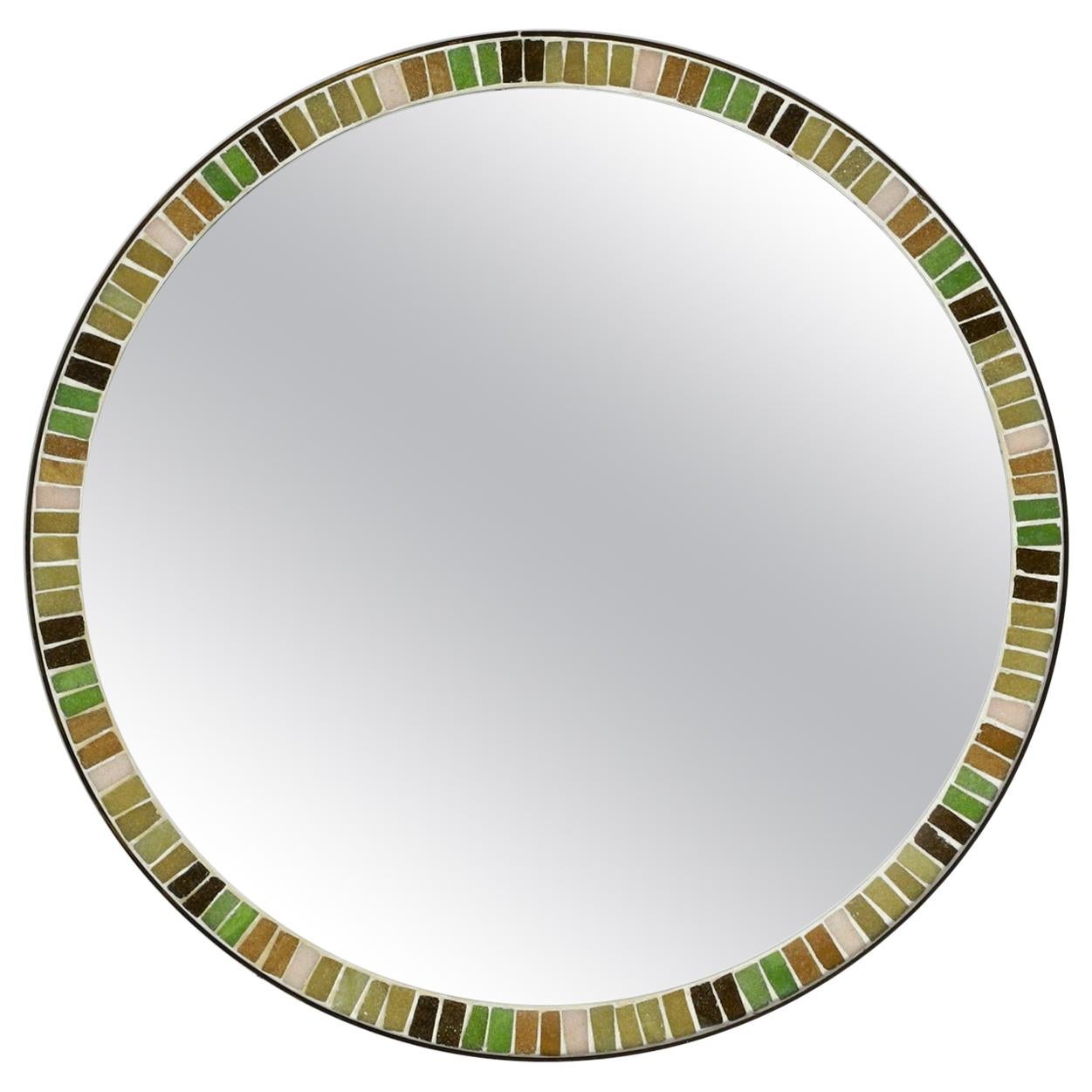 Beautiful Round Midcentury Mosaic Wall Mirror from Münchner Zierspiegel Mirror