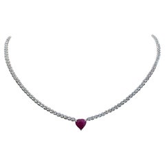 Bellissima collana di rubini e diamanti in oro bianco 18 carati