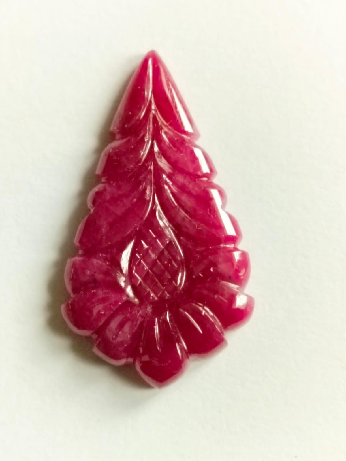 Pear Cut 42.11 Carat Beautiful Ruby Carving Pan Loose Gemstone For Sale