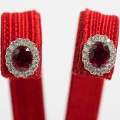 Beautiful Ruby & Diamond Earrings, 18K White Gold