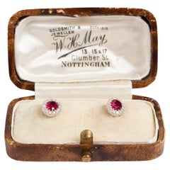 Beautiful Ruby & Diamond Earrings, 18K White Gold
