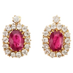 6.21 Carat Rubies 5.00 Carat Diamonds Earrings