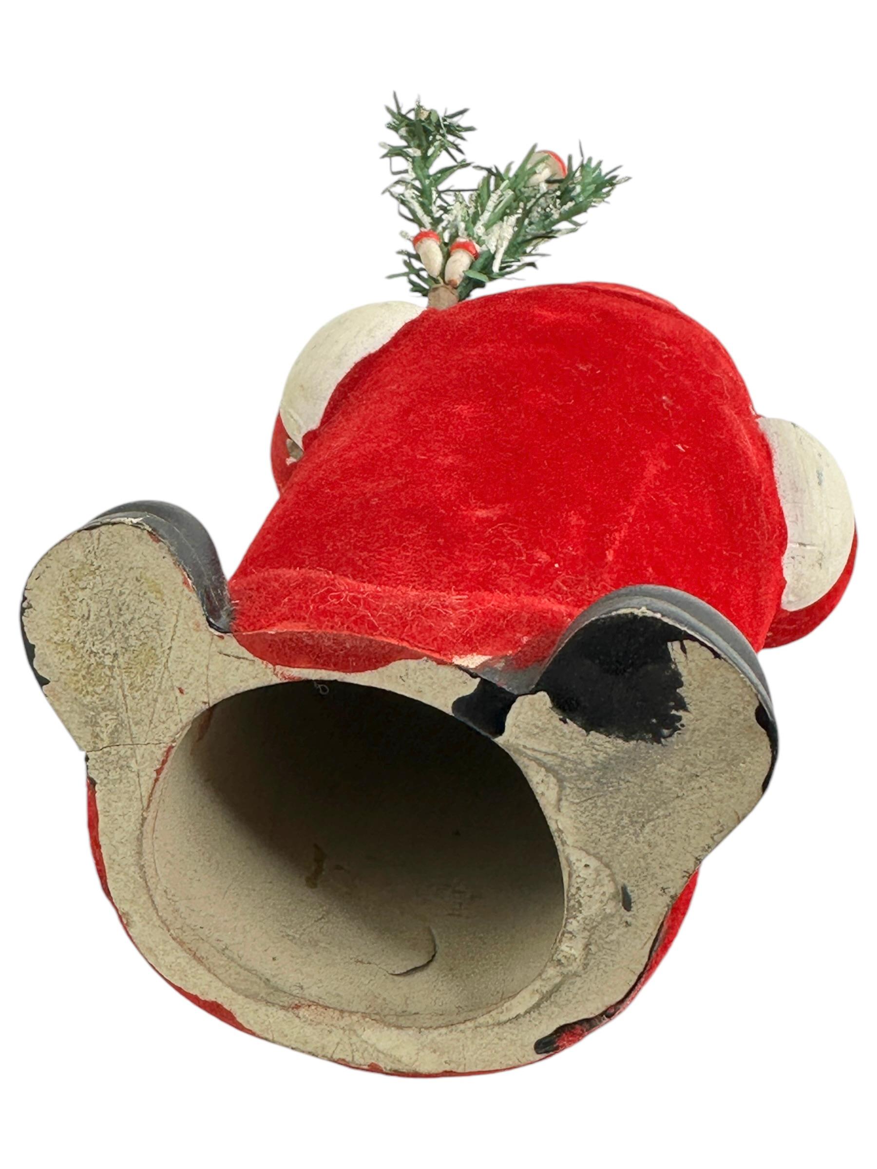 Velvet Beautiful Santa Claus Figure Candy Container Vintage German Christmas For Sale
