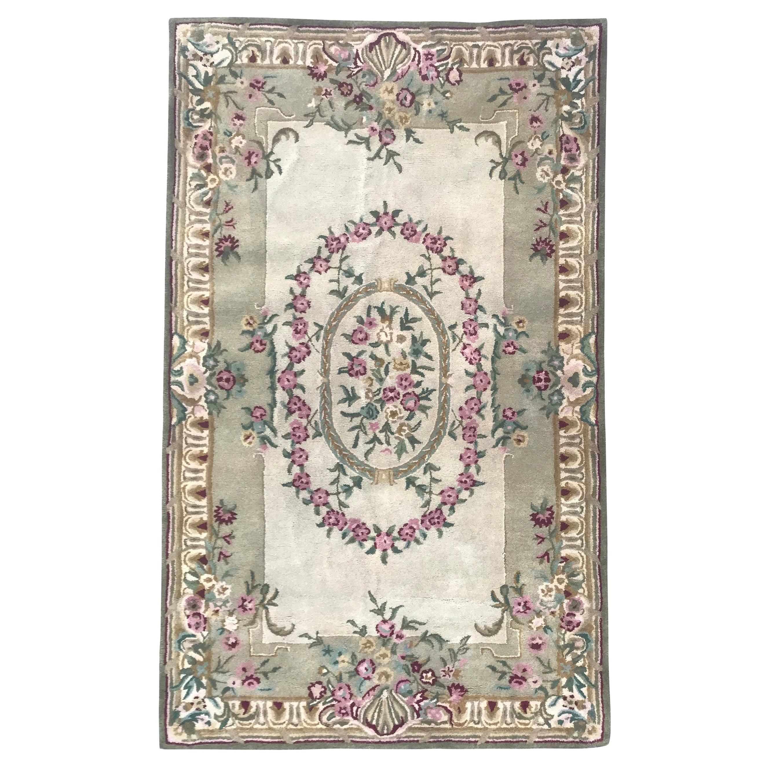 Bobyrug’s Beautiful Savonnerie Style Hand Tufted Rug For Sale
